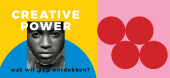 Foto van logo van Creative power met roze blauw en geel