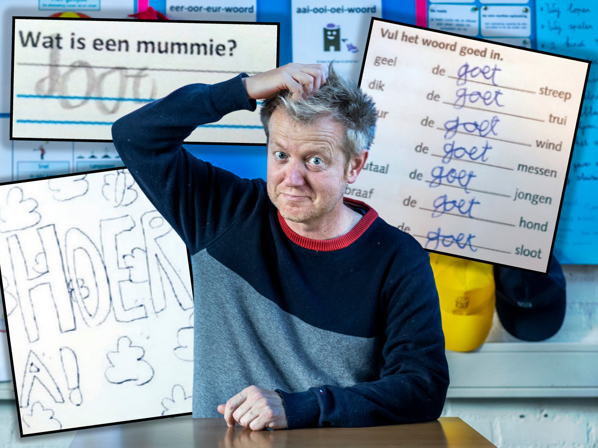 Foto van Meester Mark die optreed in de bibliotheek