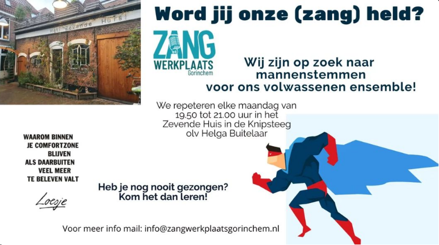 Foto van een advertentie van de zangwerkplaats