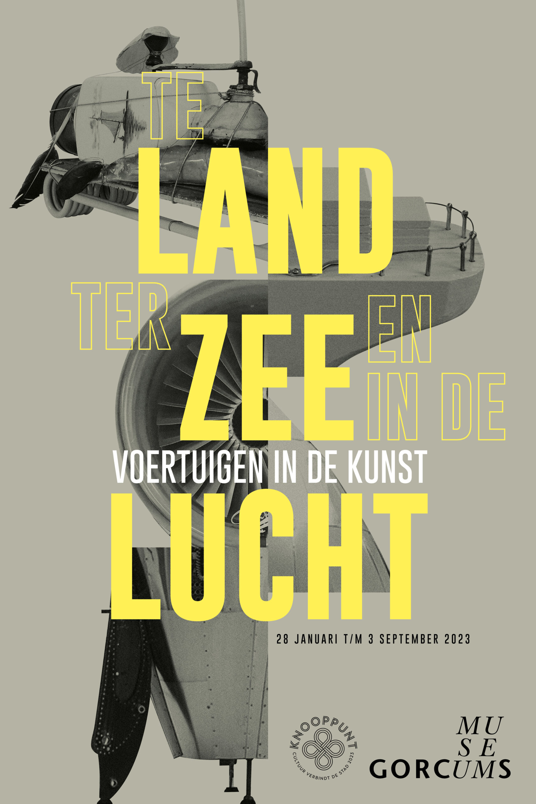 Poster van de expositie Ter land, ter zee in de lucht