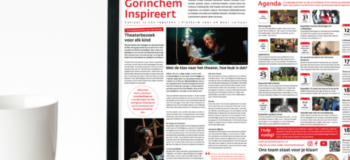 Foto van computer met hierop de spread van Gorinchem Inspireert van februari