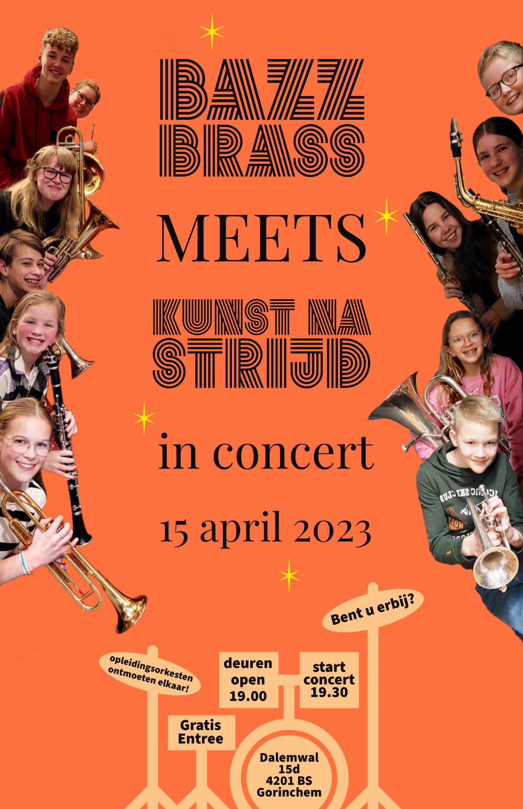 Poster van kinderen met aankondiging van concert.