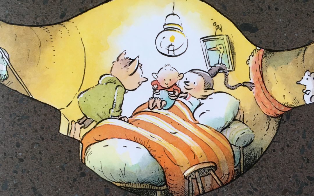 Gorgels bij een nachtlampje in bed